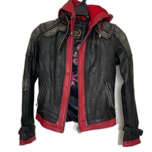 Batman Arkham Knight Red Hood Real Leather Jacket Womens S Cropped Moto Cosplay